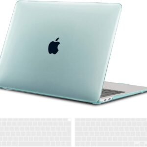 TECOOL Coque Compatible avec MacBook Air M1 (A2337) et MacBook Air 13 Pouces 2020 2019 2018 (A2179 A1932), Coque Rigide en Plastique Fine et Protection Clavier (UE AZERTY), Cristal Vert Menthe