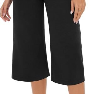 Pantalon de Jogging 3/4 Femme Pantalons de Sport Bas de Survêtement Taille Haute d'été Pantalons Décontractés de Couleur Unie avec Poche