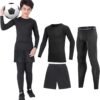 Maillot de corps thermique à manches longues et leggings de compression pour enfants, pour le sport, le football, le basket-ball, le ski