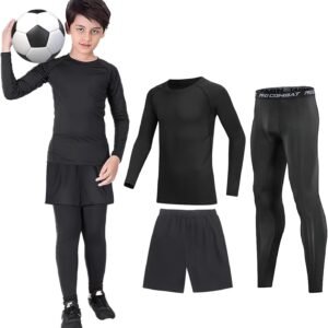 Maillot de corps thermique à manches longues et leggings de compression pour enfants, pour le sport, le football, le basket-ball, le ski
