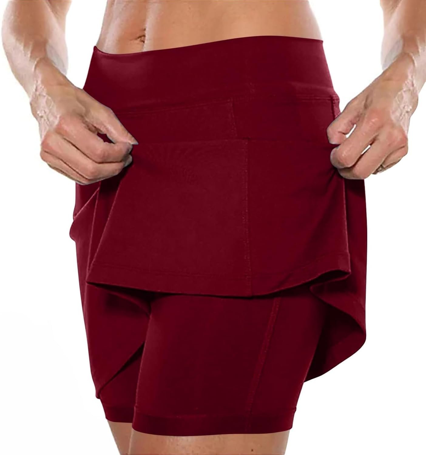 Jupe Short Femme Taille Haute Solide Tennis Golf EntraîNement Sports Pantskirts pour Yoga Gym Dance Running Ventre Plat Jupette, Pantacourt Femme éTé – Image 2