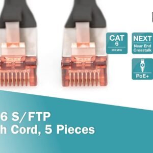 Alternative view of DIGITUS Câble LAN Cat 6-10m - 5 pièces - RJ45 Câble réseau - S/FTP Blindé - Compatible Cat 6A & Cat 7 - Noir