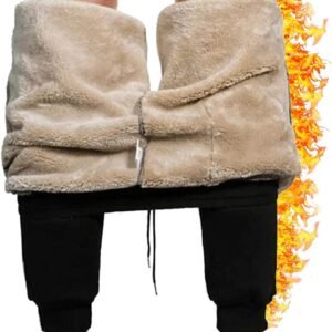 Pantalon De Jogging Coton Homme Pantalon De SurvêTement Sport en Polaire Mode Training Pantalons avec Poches Cordon Doublure Polaire Chaud,Noir,L