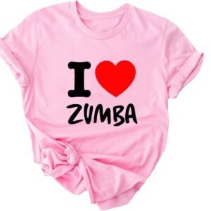 T-Shirt décontracté pour Femmes I Love Zumba Dance Graphic Print Short Sleeve Crewneck Tee pour Loisirs Sports Fitness Yoga