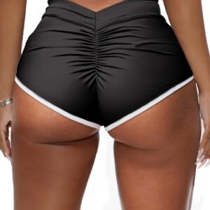 HAWILAND Leggings Courts pour Femmes - Short de Sport Scrunch Butt Booty Push Up Short Taille Haute modelant la Silhouette pour la Salle de Sport, Le Fitness, l'entraînement