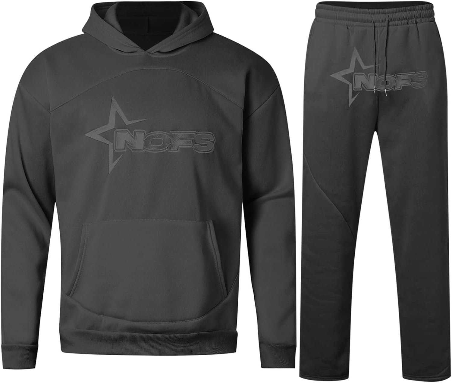 for NOFS Survêtement pour homme - Ensemble 2 pièces à manches longues avec capuche - Pantalon de jogging - Tenue de sport - Chaud - Décontracté - Lettres imprimées - Y2K - Hip Hop - Survêtement – Image 4