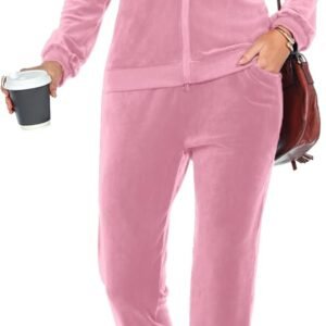 Survêtement Femme Velours Ensembles Sportswear 2 Pièce Zippé à Capuche Ensemble de Sport Jogging Pantalon Décontracté Pyjama d'intérieur Vêtements
