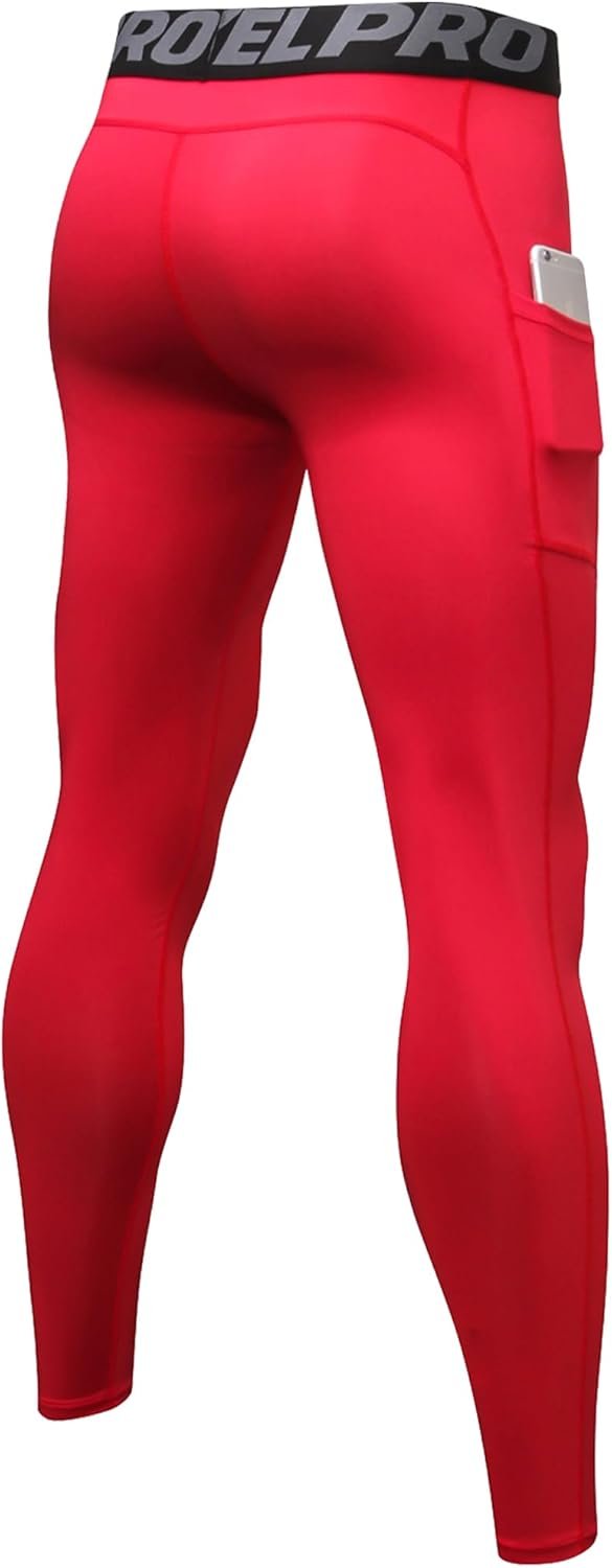 Yuerlian Legging de compression pour homme avec poches pour entraînement au frais et au sec, pour le sport, la gym, le yoga, le football, le cyclisme – Image 2