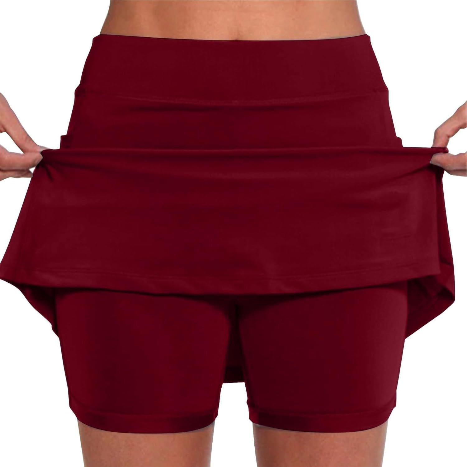 Jupe Short Femme Taille Haute Solide Tennis Golf EntraîNement Sports Pantskirts pour Yoga Gym Dance Running Ventre Plat Jupette, Pantacourt Femme éTé