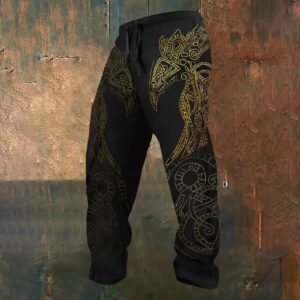 Alternative view of Pantalon de sport viking pour homme - Pantalon de survêtement long - Pantalon de jogging hip hop avec cordon de serrage - Costume de cosplay médiéval - Pantalon de loisirs - Taille élastique