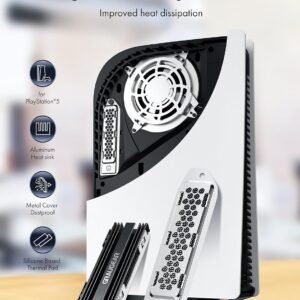 Alternative view of GRAUGEAR Dissipateur thermique pour SSD M.2 NVMe 2280 - compatible PS5, kit de refroidissement complet avec capot protégé contre la poussière