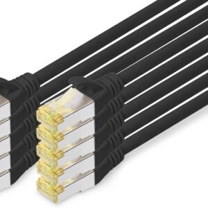 DIGITUS Câble LAN Cat 6A - 3m - 10 pièces - RJ45 Câble réseau - S/FTP Blindé - Compatible Cat-6 & Cat-7 - Noir