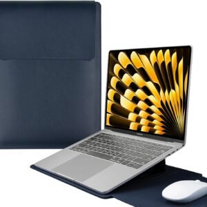 HaruYo 13-14 Pouces Housse pour Ordinateur Portable avec Support Fonction pour Laptop, PU Cuir Ordinateur Portable Sleeve pour MacBook Air/MacBook Pro/Surface Dell Lenovo HP ASUS Acer PC 13"-14", Bleu