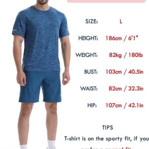 Alternative view of Homme Tee Shirts T-Shirts à Manches Courtes Sport Running Gym Shirts avec Bandes Réfléchissantes