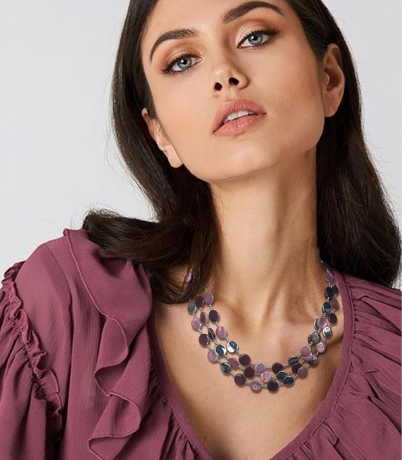 FULU AUTUMN Collier de Perles en Coquillage Turquoise pour Femmes Collier à Pendentif en Couches Bohémien D'été Costumes de Plage Bijoux pour Femmes – Image 3