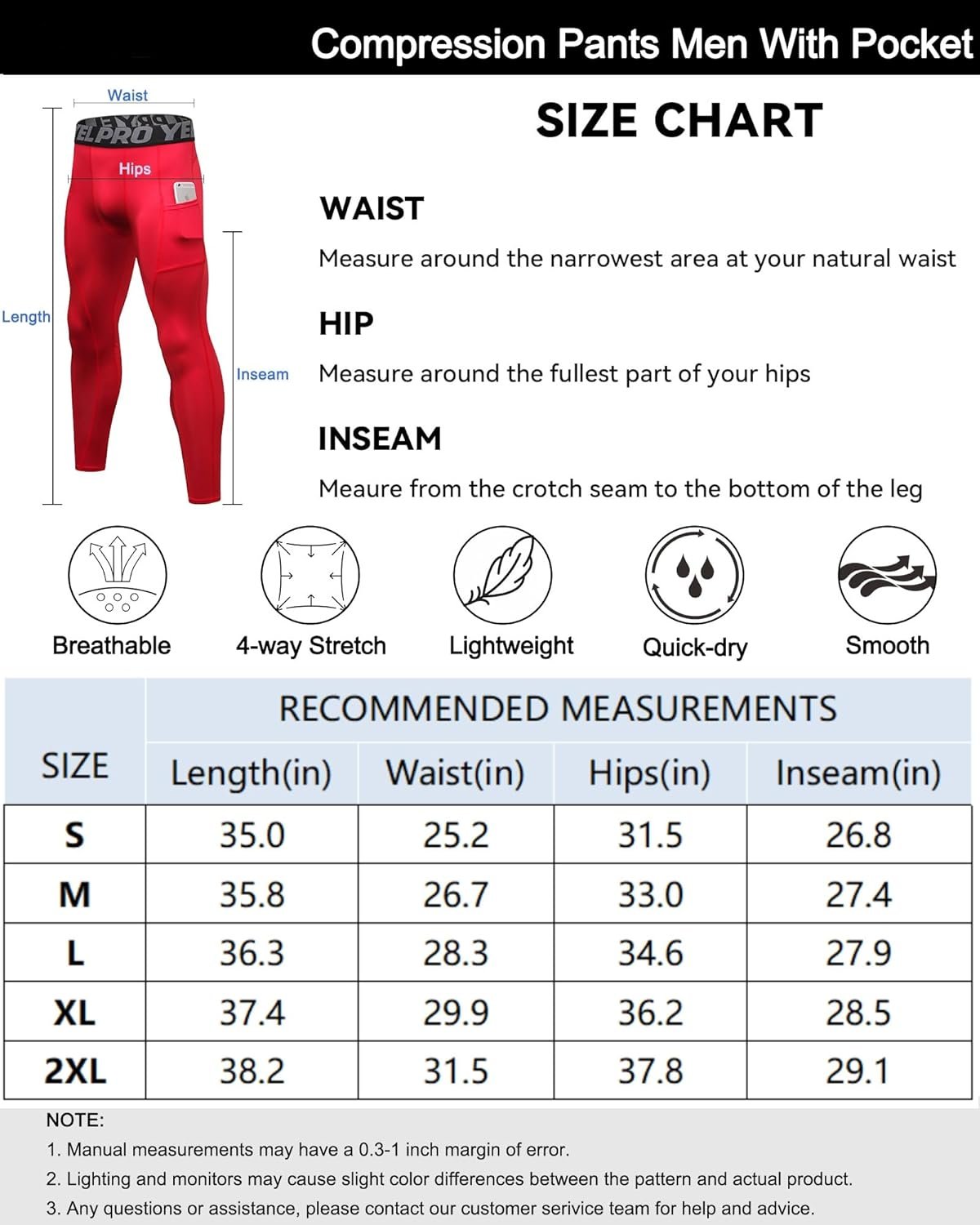 Yuerlian Legging de compression pour homme avec poches pour entraînement au frais et au sec, pour le sport, la gym, le yoga, le football, le cyclisme – Image 7