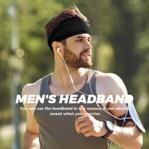 Alternative view of Bandeau Cheveux Homme, Elastique Serre Tete Homme Femme Bandeau Sport Absorbant La Transpiration pour Running Fitness 4 Pcs