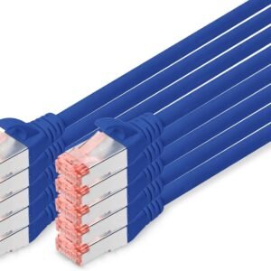 DIGITUS Câble LAN Cat 6-2m - 10 pièces - RJ45 Câble réseau - S/FTP Blindé - Compatible Cat 6A & Cat 7 - Bleu
