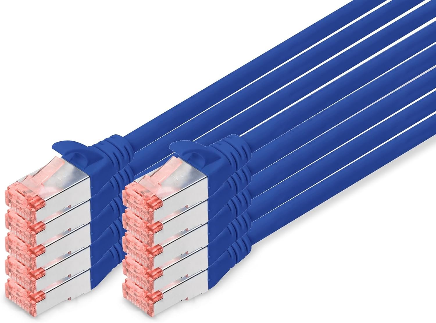 DIGITUS Câble LAN Cat 6-2m - 10 pièces - RJ45 Câble réseau - S/FTP Blindé - Compatible Cat 6A & Cat 7 - Bleu