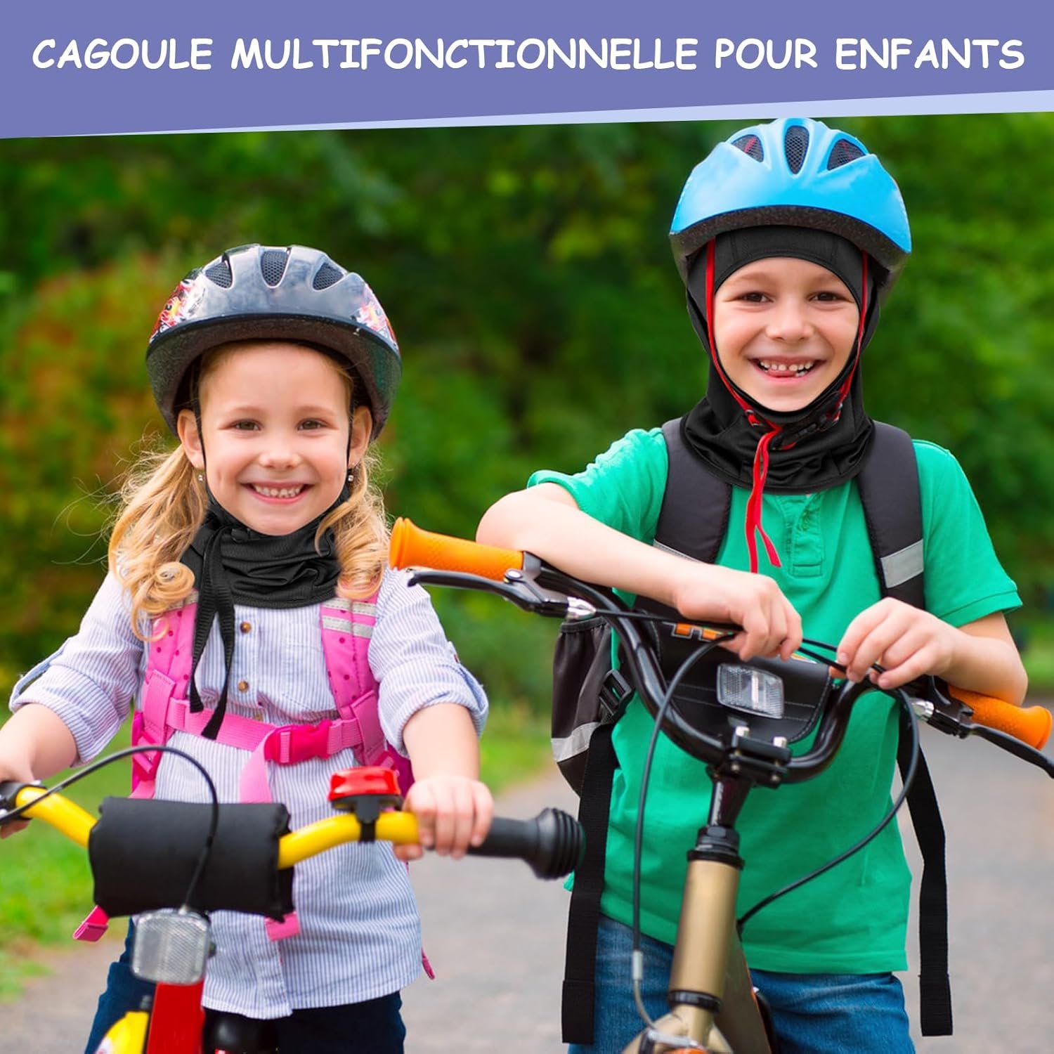 Cagoule pour Enfants, Multifonction Coupe Vent Masque de Bonnet de Cyclisme avec Cache-Cou, Respirant Balaclava Masque pour Garçons et Filles Sports en Plein Air Printemps, Automne, Hiver – Image 4