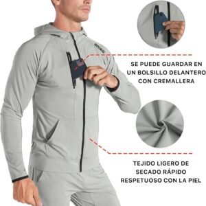 Alternative view of BROKIG Dualzip Sweat à Capuche Sport Homme,Léger Zippé Hoodie Running Survetement Veste Sweatshirt pour Homme