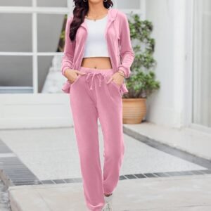 Alternative view of Survêtement Femme Velours Ensembles Sportswear 2 Pièce Zippé à Capuche Ensemble de Sport Jogging Pantalon Décontracté Pyjama d'intérieur Vêtements