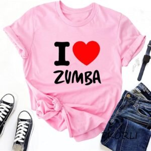 Alternative view of T-Shirt décontracté pour Femmes I Love Zumba Dance Graphic Print Short Sleeve Crewneck Tee pour Loisirs Sports Fitness Yoga