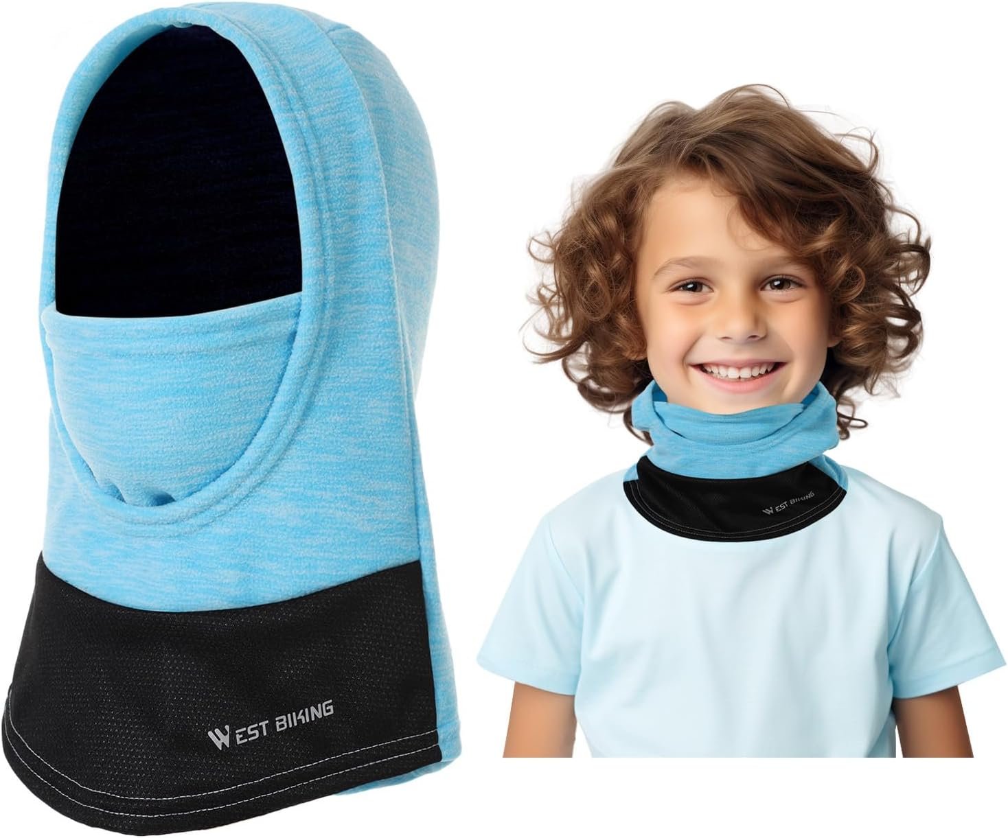 BWBIKE Kids Balaclava 6-13 Ans - Masque de Ski Polaire Chaud et Coupe-Vent pour Le Cyclisme, Le Ski et Les Sports de Plein Air, sous Le Casque Couvre-Visage pour Garçons et Filles