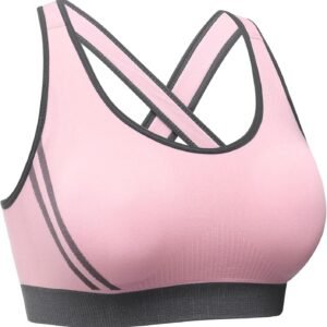 Litherday Brassiere Sport Femme sans Armature Croisées Derrière Push Up avec Coussinets pour Course Yoga Sport