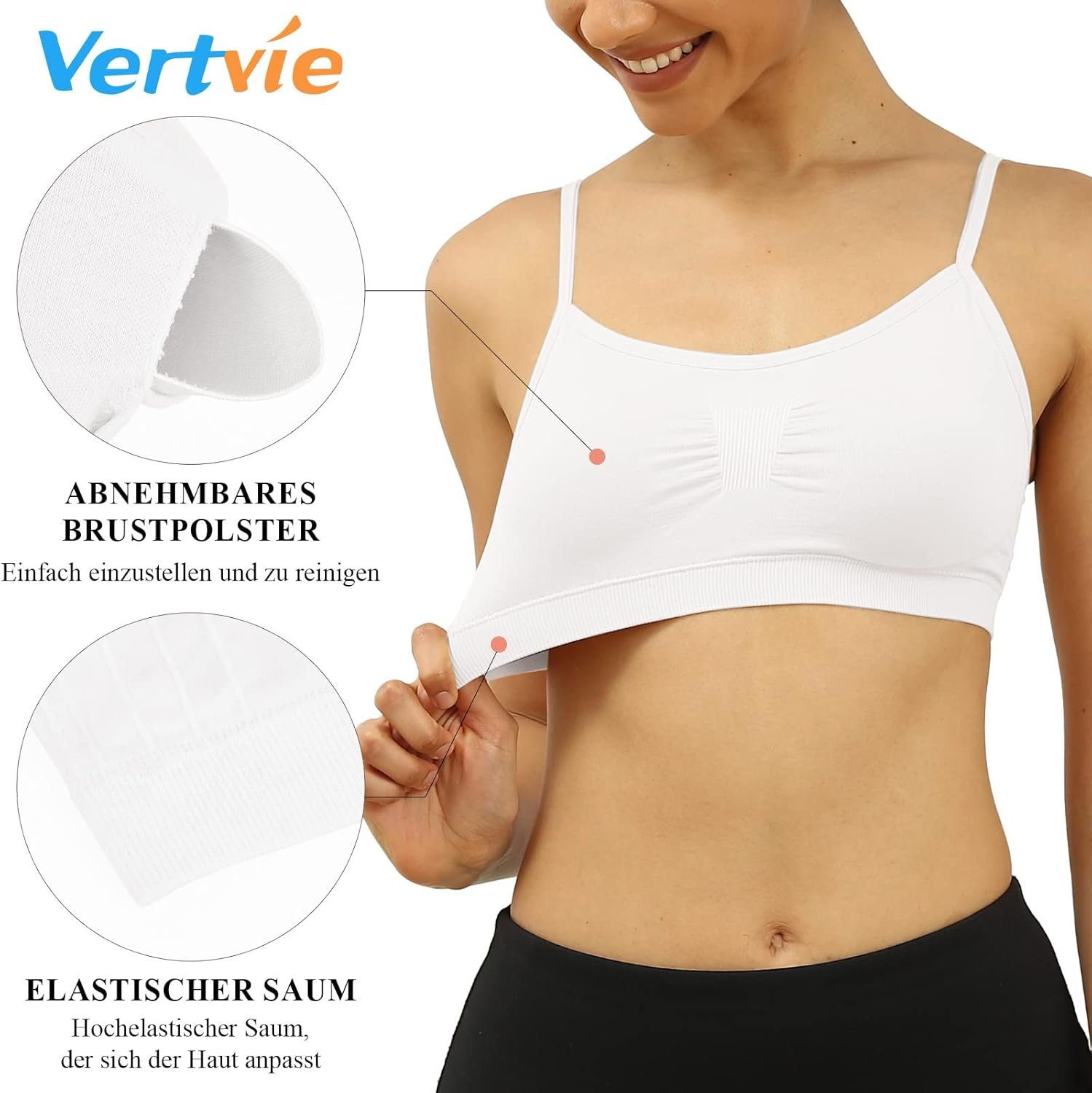 Vertvie Lot de 2/3 brassières pour femme sans armature, brassière de sport, A0AUP0DX2X6Z – Image 3