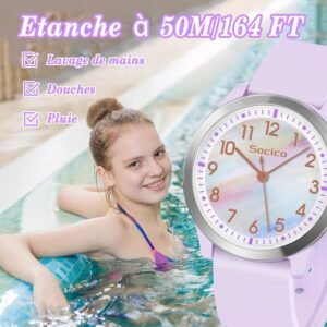 Alternative view of SOCICO Montre Analogique pour Enfant Garçon Fille, 5ATM/50M Étanche Facile à Lire Quartz Minimaliste Montre pour Enfants de 8 à 18 Ans