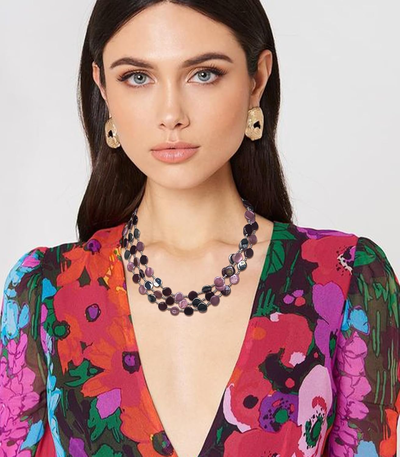 FULU AUTUMN Collier de Perles en Coquillage Turquoise pour Femmes Collier à Pendentif en Couches Bohémien D'été Costumes de Plage Bijoux pour Femmes – Image 5