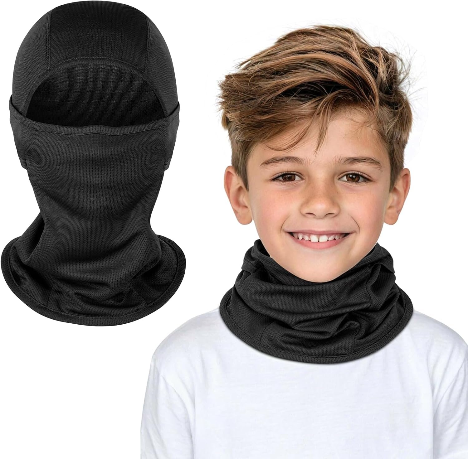 Cagoule pour Enfants, Multifonction Coupe Vent Masque de Bonnet de Cyclisme avec Cache-Cou, Respirant Balaclava Masque pour Garçons et Filles Sports en Plein Air Printemps, Automne, Hiver