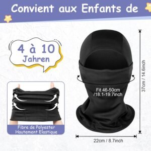 Alternative view of Cagoule pour Enfants, Multifonction Coupe Vent Masque de Bonnet de Cyclisme avec Cache-Cou, Respirant Balaclava Masque pour Garçons et Filles Sports en Plein Air Printemps, Automne, Hiver