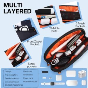 Alternative view of Teskyer Sac de Rangement Câble - Portable, Étanche, Design Compact, 23 x 13 x 5 cm, Noir