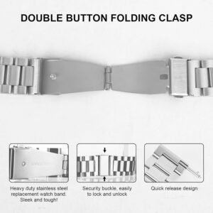 Alternative view of Bracelet de Montre Métal 20mm Remplacement Bracelets de Montre en Acier Inoxydable,Bracelets de Montres Remplacement à Dégagement Rapide pour Homme et Femme Montre Bracelet en Acier Inoxydable