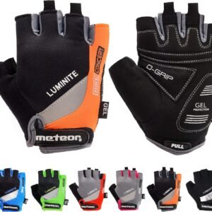 meteor Enfants Gants de Vélo Garçons Filles Cyclisme VTT Demi-Doigts Antidérapant Mitaines de Sport Antichoc Respirant Courts pour Bicyclette Réglables Scooter Paire de Gant