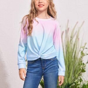 Alternative view of ArshinerFilles Sweatshirt Tie-Dye Pulls Col Rond Sport Mode Vêtements Enfants Léger Manches Longues Sweat pour Filles