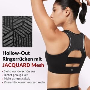 Alternative view of Yvette Brassière Sport Rembourrée Femme Dos Nageur Zip Avant Soutien Gorge de Sport Maintien Fort Grande Taille