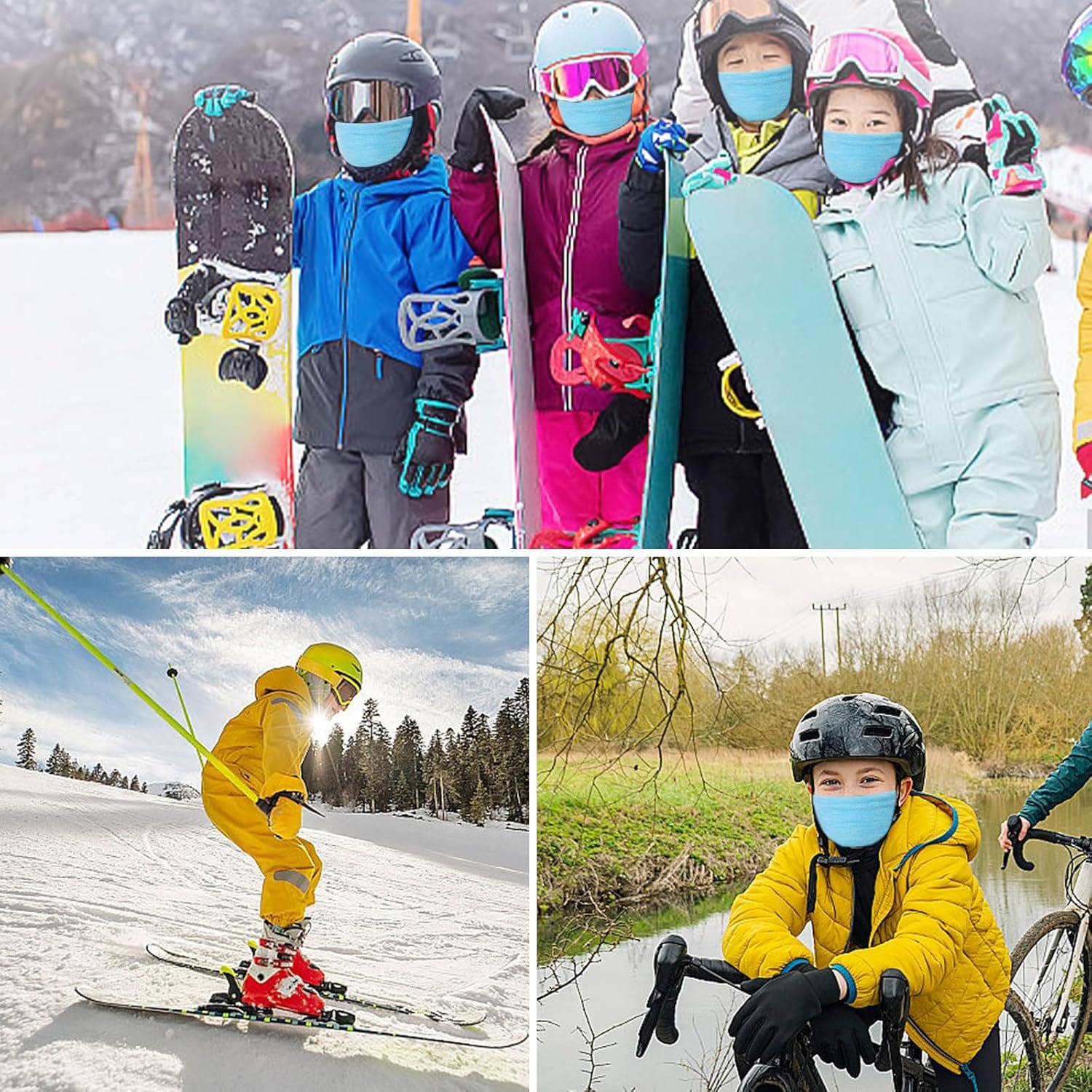 BWBIKE Kids Balaclava 6-13 Ans - Masque de Ski Polaire Chaud et Coupe-Vent pour Le Cyclisme, Le Ski et Les Sports de Plein Air, sous Le Casque Couvre-Visage pour Garçons et Filles – Image 6