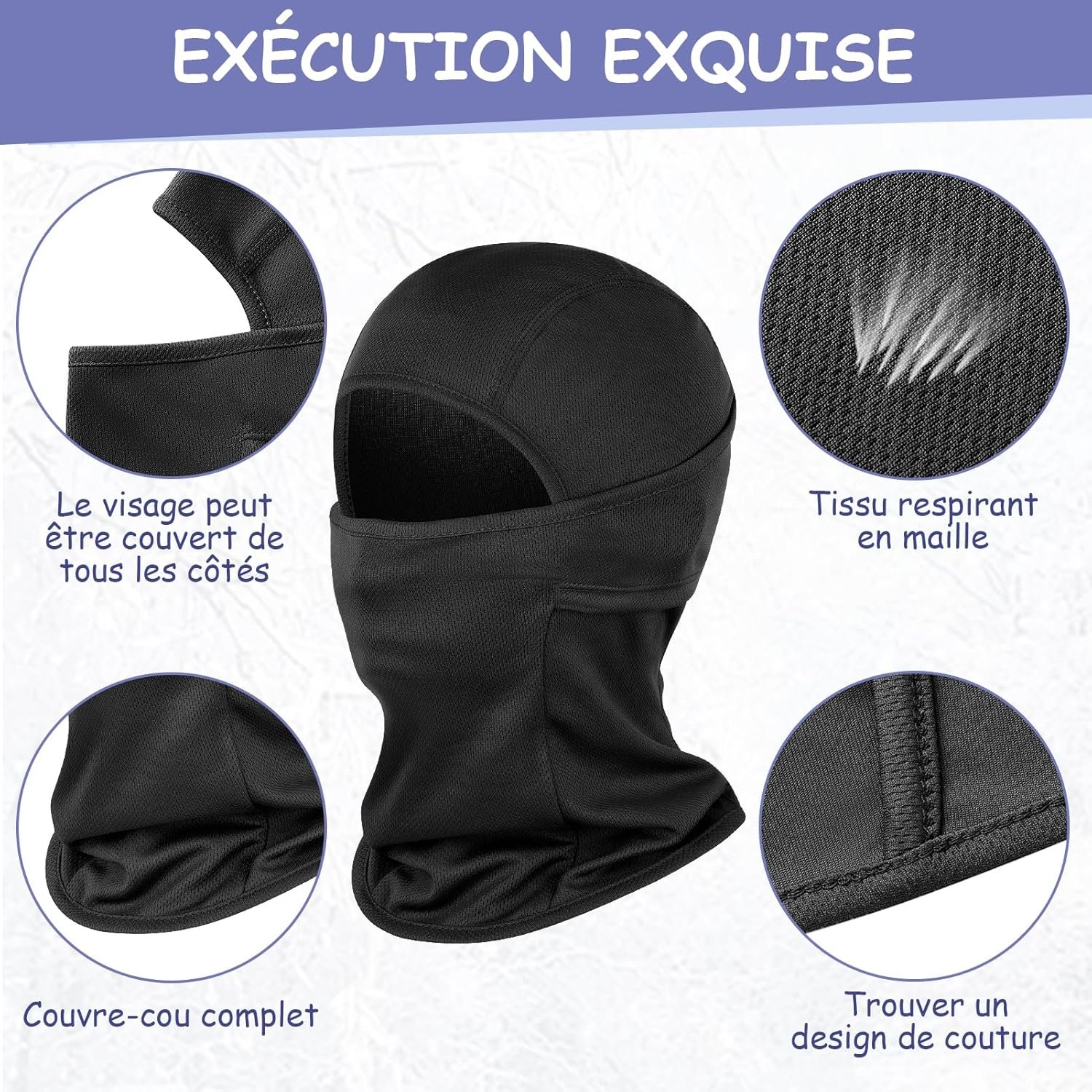 Cagoule pour Enfants, Multifonction Coupe Vent Masque de Bonnet de Cyclisme avec Cache-Cou, Respirant Balaclava Masque pour Garçons et Filles Sports en Plein Air Printemps, Automne, Hiver – Image 3