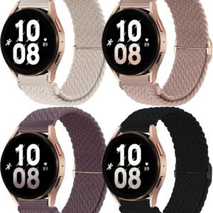 20mm Nylon Tressé Bracelet Compatible avec Samsung Bracelet Galaxy Watch 7 6 5 4 40mm 44mm/Galaxy Watch5 Pro/Watch 4&6 Classic/Active 2 40mm 44mm/Watch3 41mm/Gear Sport/Gear S2 Classic