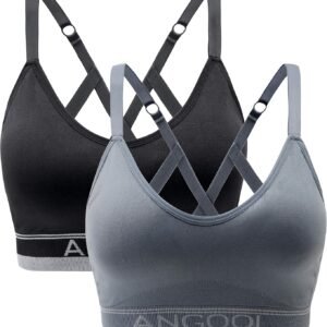 ANGOOL Brassiere Sport Femme Maintien Fort Elastique Amovibles Coussinets Fitness Yoga Soutien Gorge Sport