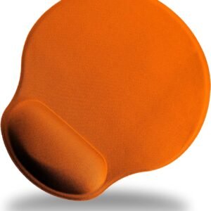Tapis de souris orange. Base antidérapante en silicone et repose-poignet rembourré. Ergonomique. Réduit la tension du poignet pendant de longues journées de travail ou de loisirs, joueurs,