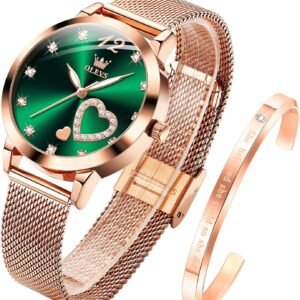 OLEVS Womens Watch Gift Set avec Bracelet Rose Gold Ladies Minimaliste Minimaliste Slim Robe DéContractéE Analogique Montre à Quartz ImperméAble
