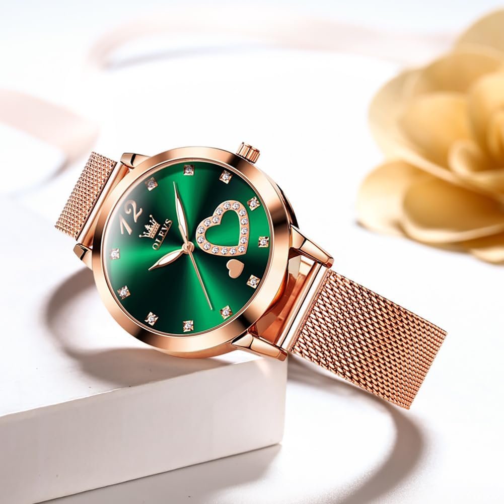 OLEVS Womens Watch Gift Set avec Bracelet Rose Gold Ladies Minimaliste Minimaliste Slim Robe DéContractéE Analogique Montre à Quartz ImperméAble – Image 3