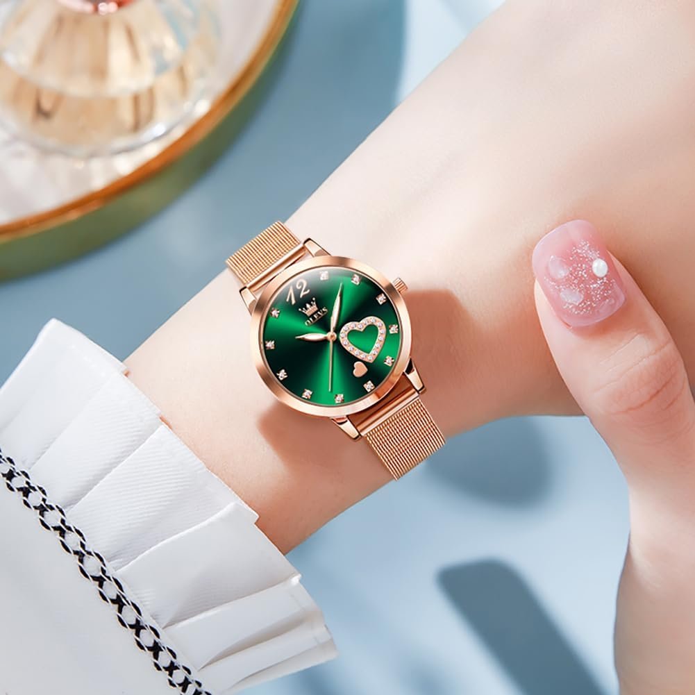 OLEVS Womens Watch Gift Set avec Bracelet Rose Gold Ladies Minimaliste Minimaliste Slim Robe DéContractéE Analogique Montre à Quartz ImperméAble – Image 4