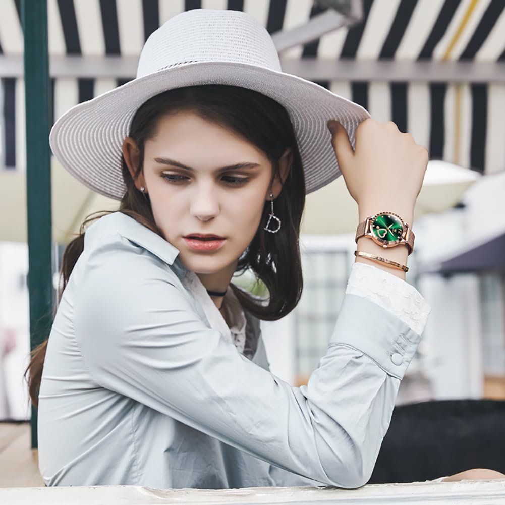 OLEVS Womens Watch Gift Set avec Bracelet Rose Gold Ladies Minimaliste Minimaliste Slim Robe DéContractéE Analogique Montre à Quartz ImperméAble – Image 5