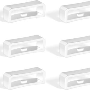 SAVITA 6 Pièces Boucle de Bracelet de Montre 20mm, Passantde Silicone Remplacement du Dispositif de Retenue Anneaux de Fixation pour Intelligente (Blanc)