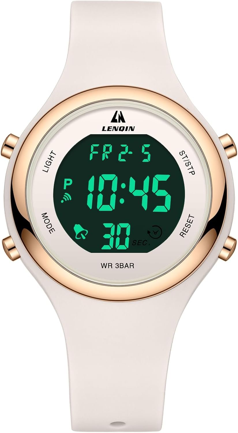 LN LENQIN Montre Femme Montre Le chronomètre pour Femmes 30m Montres de Poignet Militaire imperméables avec rétroéclairage/Alarme/minuterie/Date – Image 2